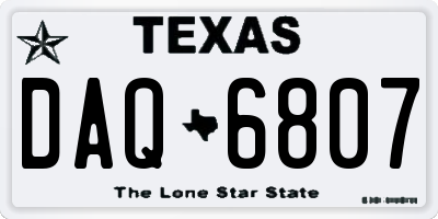 TX license plate DAQ6807