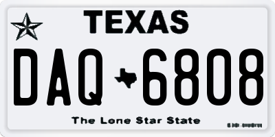 TX license plate DAQ6808