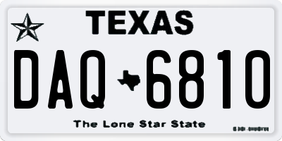 TX license plate DAQ6810