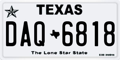 TX license plate DAQ6818