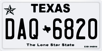 TX license plate DAQ6820