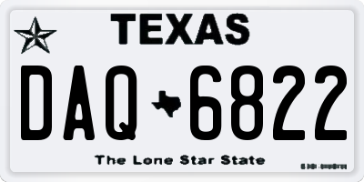 TX license plate DAQ6822