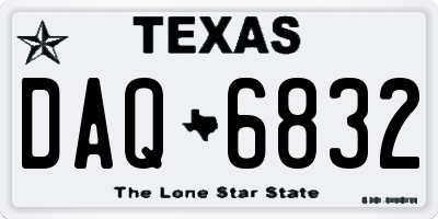 TX license plate DAQ6832