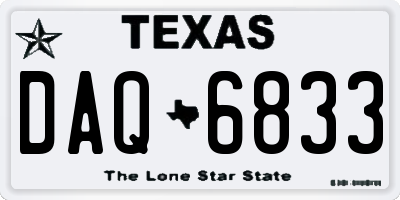TX license plate DAQ6833