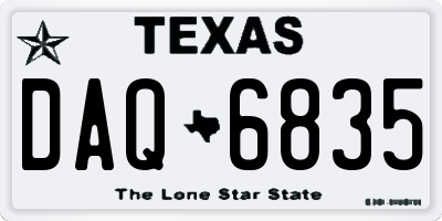 TX license plate DAQ6835