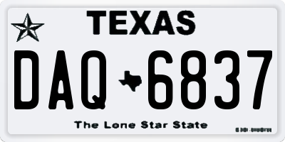 TX license plate DAQ6837