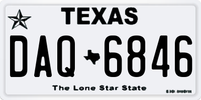 TX license plate DAQ6846
