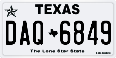 TX license plate DAQ6849