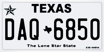 TX license plate DAQ6850
