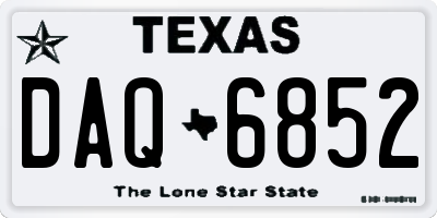 TX license plate DAQ6852