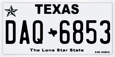TX license plate DAQ6853