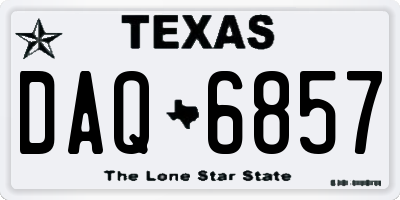 TX license plate DAQ6857