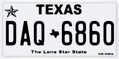 TX license plate DAQ6860