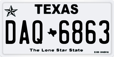 TX license plate DAQ6863