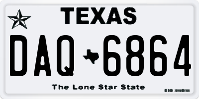 TX license plate DAQ6864