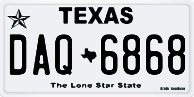 TX license plate DAQ6868