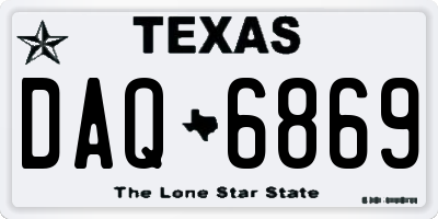 TX license plate DAQ6869