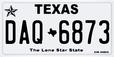TX license plate DAQ6873
