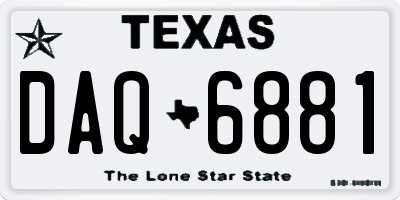 TX license plate DAQ6881