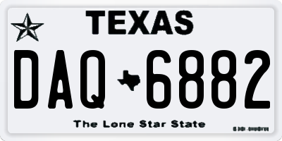 TX license plate DAQ6882