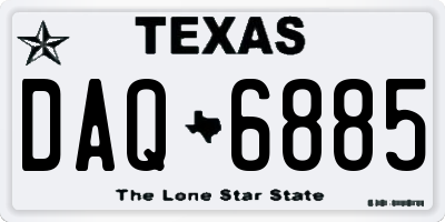 TX license plate DAQ6885