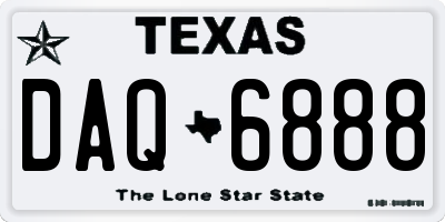 TX license plate DAQ6888