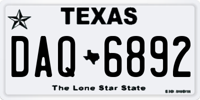 TX license plate DAQ6892