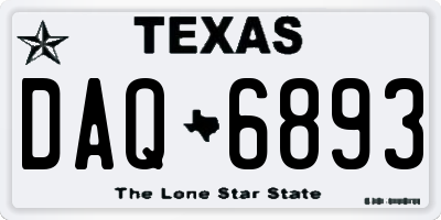 TX license plate DAQ6893