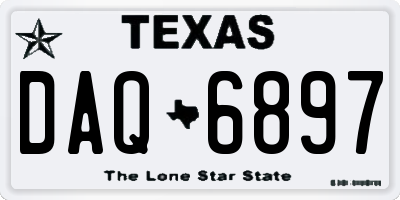 TX license plate DAQ6897