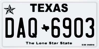TX license plate DAQ6903