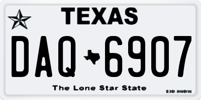 TX license plate DAQ6907