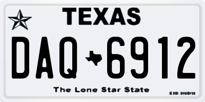 TX license plate DAQ6912