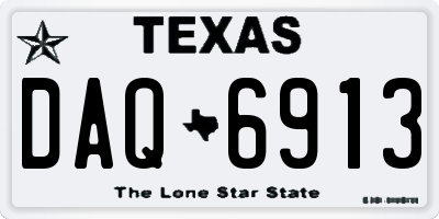 TX license plate DAQ6913