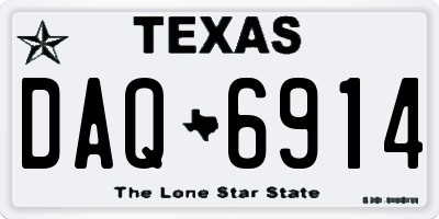 TX license plate DAQ6914