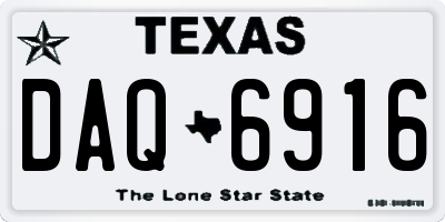 TX license plate DAQ6916