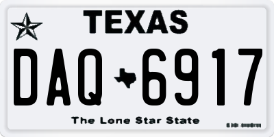 TX license plate DAQ6917