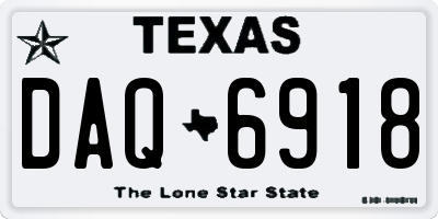 TX license plate DAQ6918