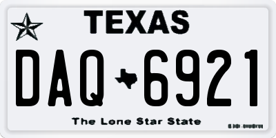 TX license plate DAQ6921
