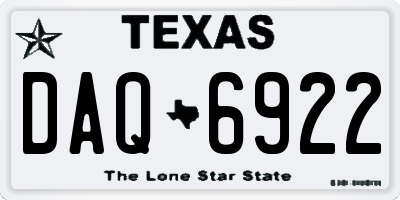 TX license plate DAQ6922