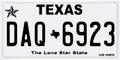 TX license plate DAQ6923