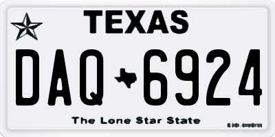 TX license plate DAQ6924