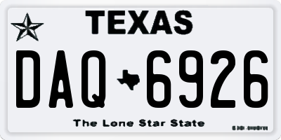 TX license plate DAQ6926