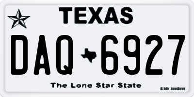 TX license plate DAQ6927