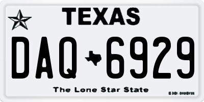 TX license plate DAQ6929