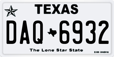 TX license plate DAQ6932