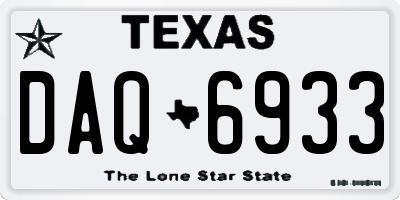 TX license plate DAQ6933