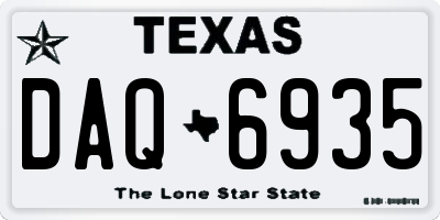 TX license plate DAQ6935