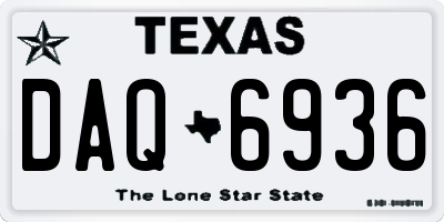TX license plate DAQ6936
