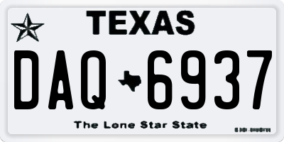 TX license plate DAQ6937