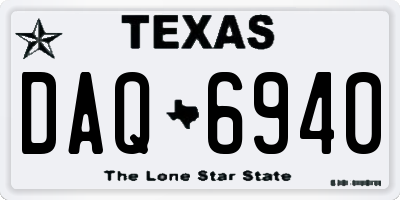 TX license plate DAQ6940